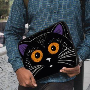 Magic Cat 16" Laptop Sleeve - Black Cat Laptop Sleeve - Cat Face Laptop Sleeve